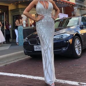 Mac Duggal Couture White and Diamond Dress